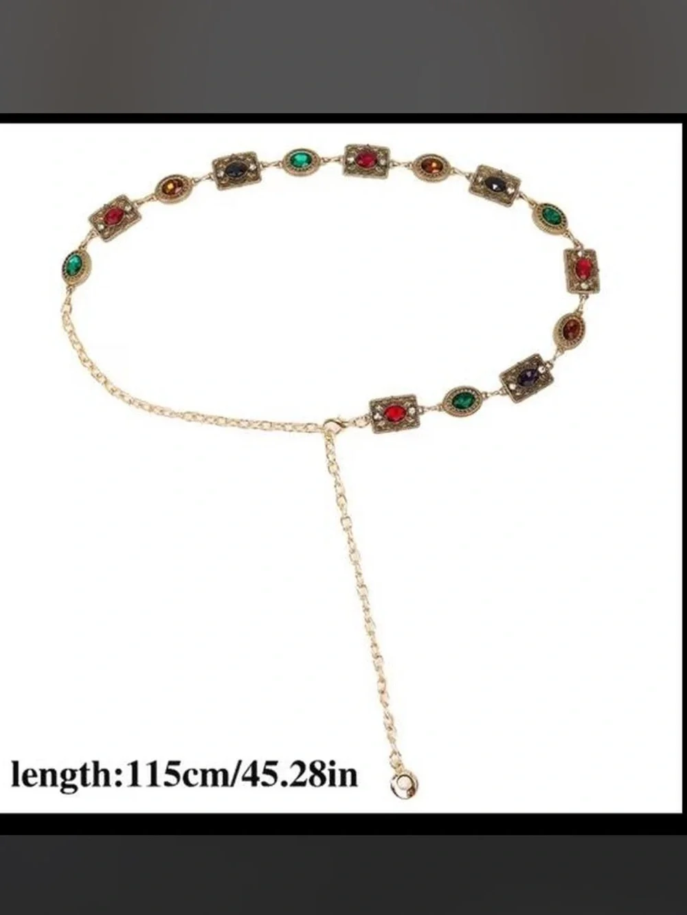 Gold Multicolor Gemstone Chain Belt - Women Accessories
